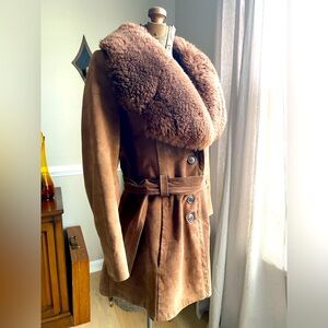 Vintage 70s Penny Lane style Suede and Shearling Coat. Hippie. Boho.
